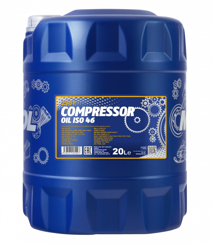 Компрессорное масло MANNOL Compressor OIL ISO 46, 20л / 2901 (53735)
